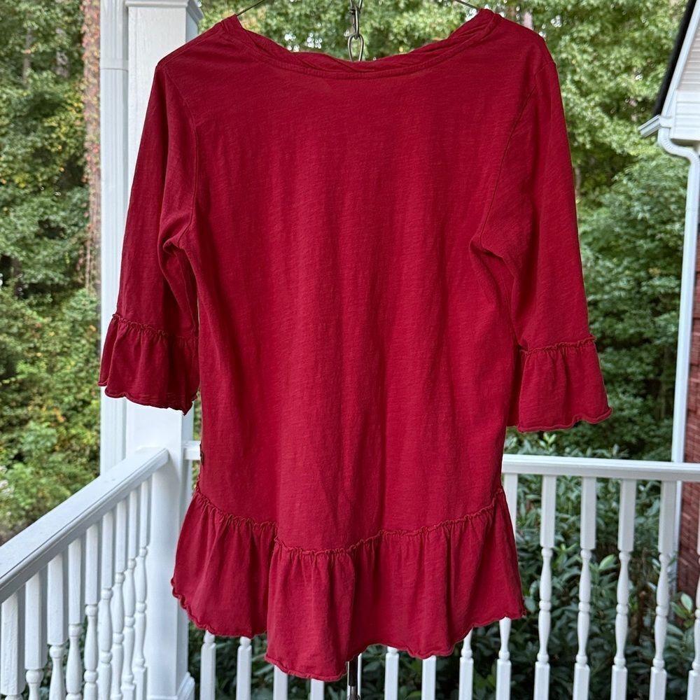 Matilda Jane Red Ruffle Hem Short Sleeve Top - S - Great Condition - Picture 5 of 5